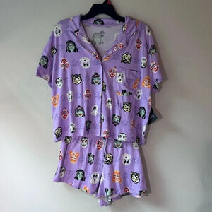 TikTok Viral Halloween Pajama Two-Piece Short Set - size M